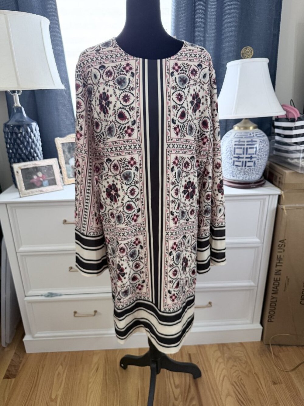 Tuckernuck NEW Patchwork Floral Mini Jamie Long Bell Sleeve Boho Dress Size XXL
